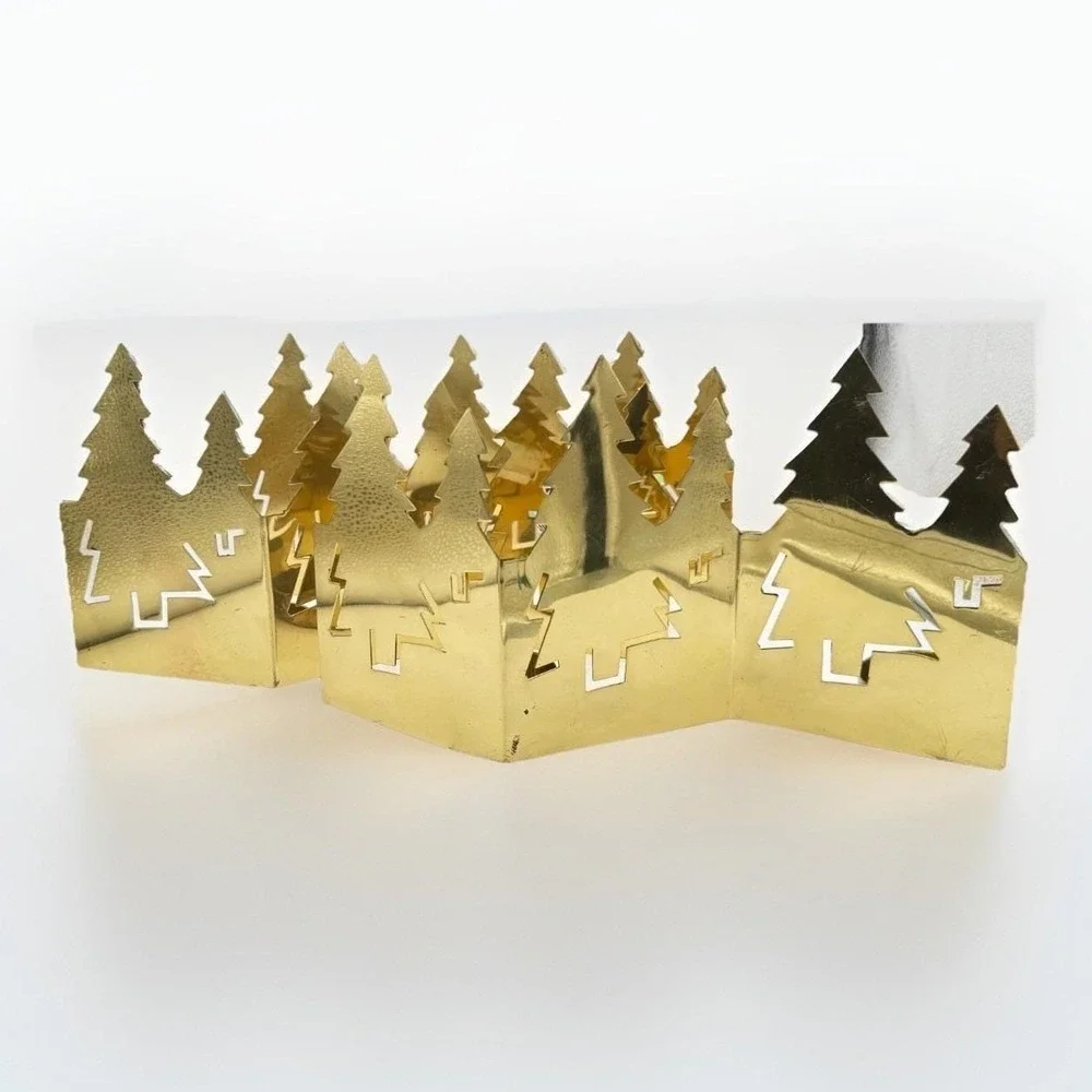 Crate & Barrel Brass Christmas Tree Votive Candle Holder Set of 3 Modern Minimal